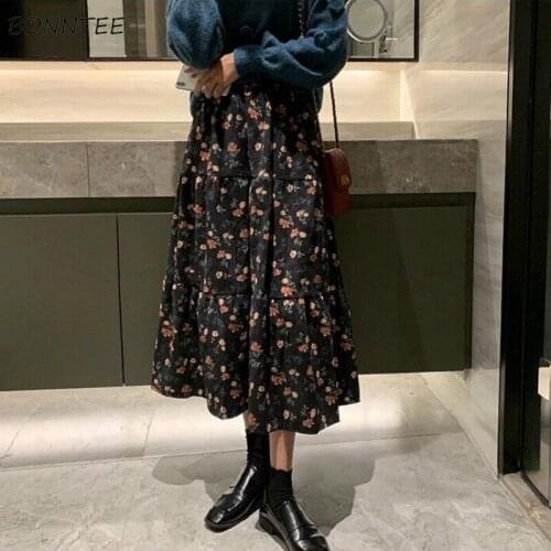 Skirts Women Retro Stylish A-line Lovely Mujer 2021 Korean Style Fall Holiday Vintage Ladies Clothing New Arrival Empire Classic