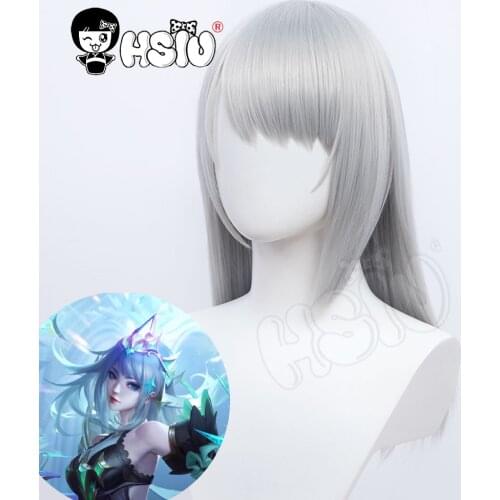 Yu Ji Game skin wig game King of Glory cosplay Silver gray shawl hair 「HSIU 」 Fiber synthetic wig+Free Brand wig cap