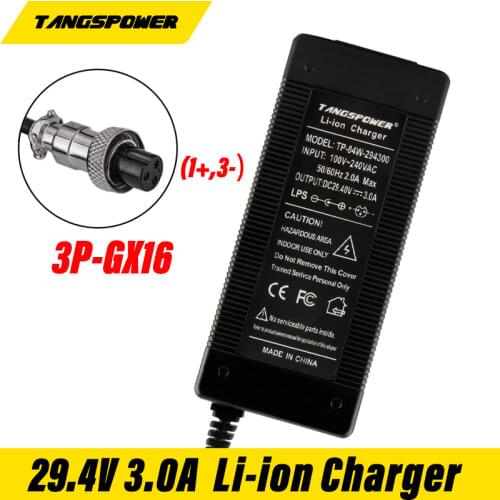 29.4v3a lithium battery charger 7 Series 29.4V 3A charger for 24V battery pack electric bike lithium battery charger 3-Pin GX16
