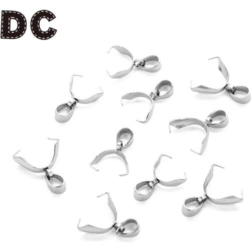 DC 20pcs/lot Stainless Steel Clips Clasps Bails Beads Connector Charms Findings For Necklace Bracelet DIY Jewelry Making