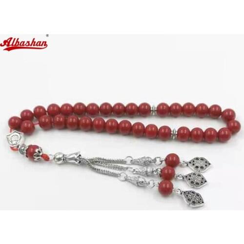 Women Tasbih Red stone Turkish jewelry misbaha muslim bracelet arabic islamic fashion accessoires 33 Rosary bead