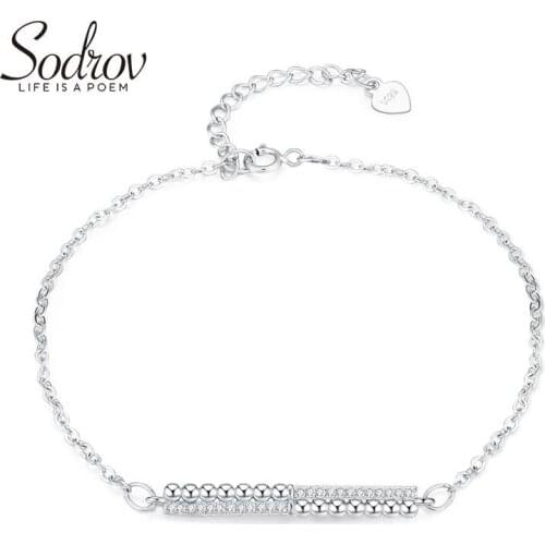 Sodrov Silver Bracelet 925 Sterling Silver Jewelry 925 Chain&Link Bracelet For Women