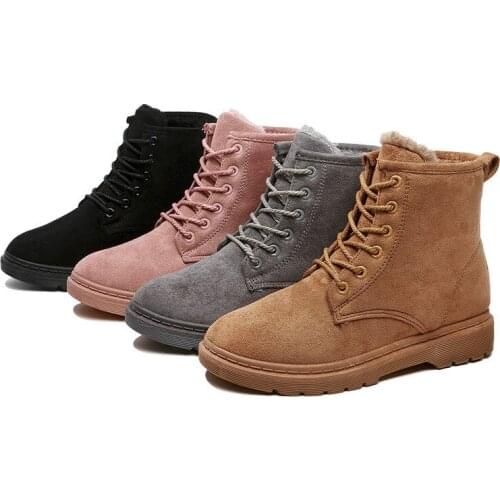 Winter warmth Snow Boots For Women Short-tube wool Flat Martin Shoes Rubber Non-Slip Plus velvet Thick Girls Cotton Shoes