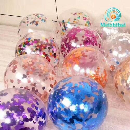 10pcs 12inch Gold Star Confetti Latex Balloons Glitter Clear Transparent Balloons Wedding Birthdy party Decoration Helium Balls