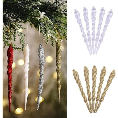 10pcs Simulation Ice Winter Party Decoration Glitter Fake Icicle Xmas Tree Hanging Ornament for Christmas New Year Home Decor