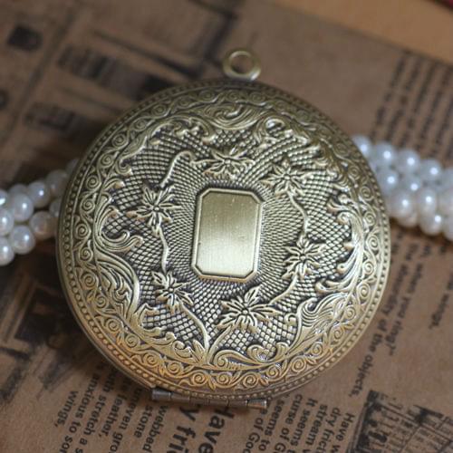 2pcs Wholesale ANTIQUE BRONZE 50mm Round Vintage Photo Locket Frame Charm&Pendant for DIY Necklace Jewelry Making