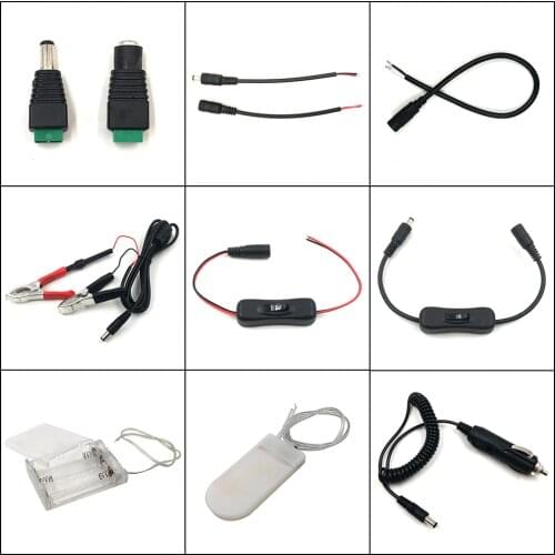3V 5V 12V 24V Femal Male DC Connectors with Switch Dimmer Controller for LED Light Alligator Car Cigarette Lighter Plug