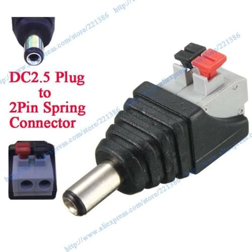 Free Shipping 20pieces / lot DC5.5*2.5mm male Power Jack Connector DC Plug 2.5mm for LED power connector DC socket to terminal
