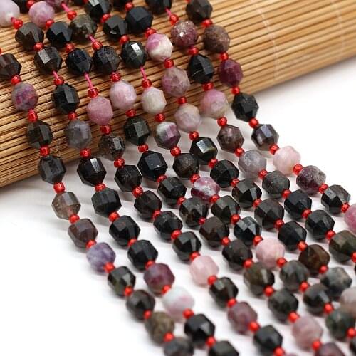 New Natural Small Stone Tourmaline 8mm Beads Irregural Shapen Loose Beads for Making Jewelry Necklace Length 38cm