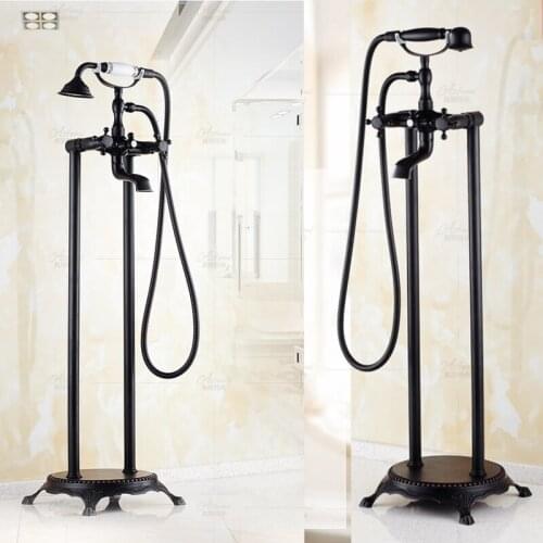 Bathroom Black Oil Paint Solid Brass Bathtub Shower Set Mixer Valve
