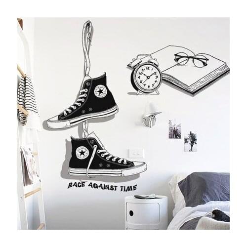 Black and White Artistic Book Shoes Wall Sticker Creative Poster and Print Living Room Bedroom Wall Painting Picture
