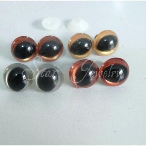 Four mixed color plastic safety toy cat eyes with white washer/10mm/12mm/14mm/13mm you can choose