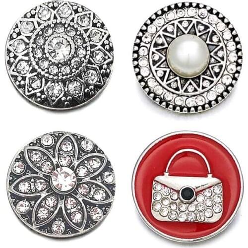 Hot w419 Crystal 3D 18mm 20mm Metal Snap Button For Bracelet Necklace Interchangeable Jewelry Women Accessorie Findings