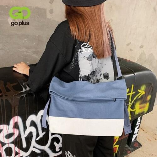GOPLUS High Quality Canvas Crossbody Bags for Women 2021 New Hip-Hop Patchwork Messenger Bag Female Summer Simple Ladies Brand