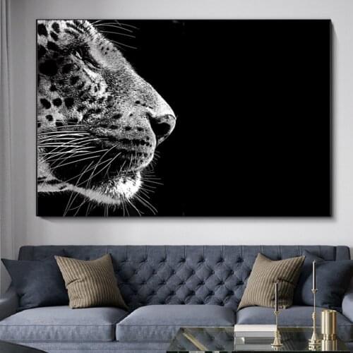 Canvas Painting Wall Art Black and White Animal Leopard Art Poster and Photo Wall Picture Living Room Decoration Home Decoration
