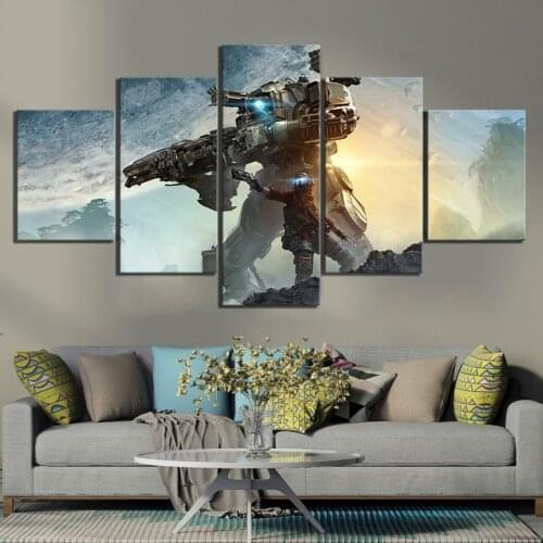 5 Piece Games Art Print Titanfall 2 Poster Paintings Fantasy Art Mech Robot Pictures Canvas Art Wall Paintings for Home Decor