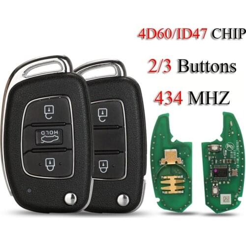 Kutery Flipping Remote Control Car Key For Hyundai Verna IX25 Elantra Reina 434MHz 2/3Buttons 4D60/ID47Chip With Different Blade