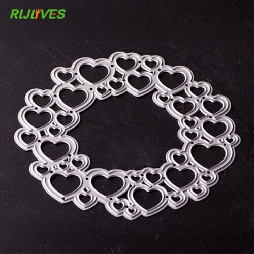Love Heart Circle Metal Cutting Dies Stencils For DIY Scrapbooking Paper Cards Embossing Cut Dies 10X10CM