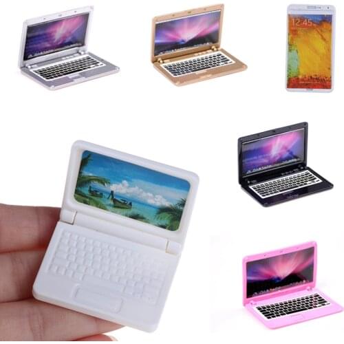 4 Color Mini laptop computer 5.5*4.4*0.2cm doll house scene MINI laptop computer simulation doll accessories for Mini Doll House
