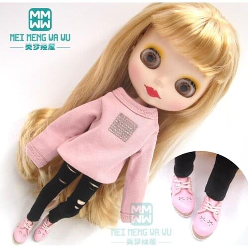 1PCS Blyth clothes fashion Powder sweatshirt, leggings, leather shoes for Blyth Azone 1/6 doll accessories