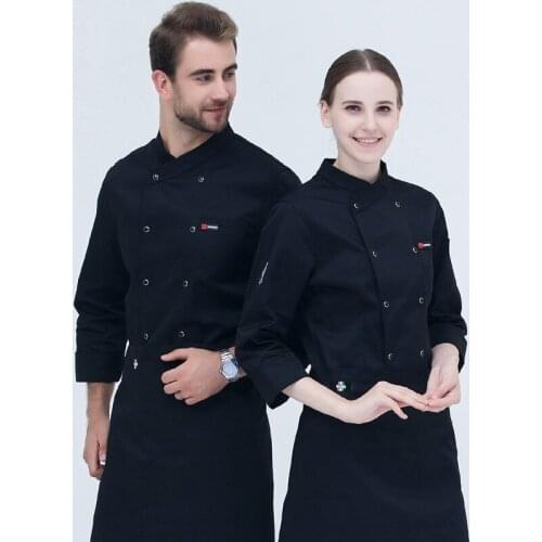New Chef Uniform Adult Restaurant Coffee Bar Kitchen Chef Jacket Men;s Long-sleeve Chef Work Suit Concise Work Uniform B-6543
