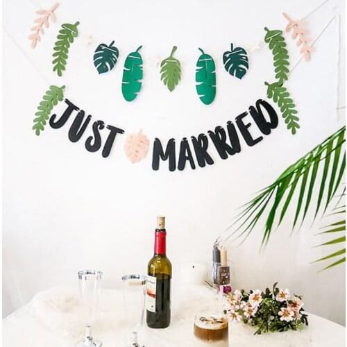 New Hawaii party Non-woven fabric banners Just married banner summer Wedding party turtle palm leaf hanging decoration supplies
