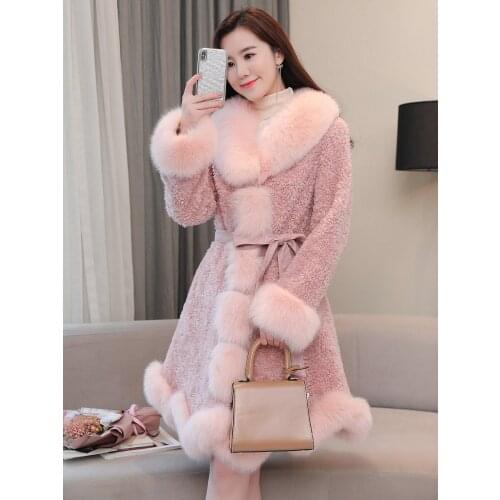 Lamb Fur grass coat womens medium and long slim fit version a granular sheep shearing coat fur in one winter