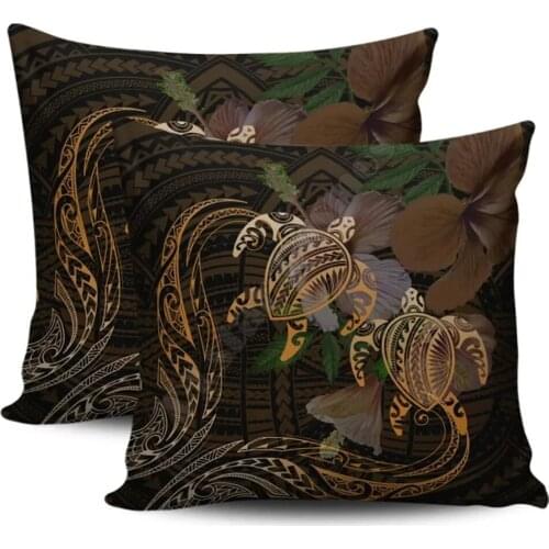 Hawail Couple Turtle Hibiscus Polynesian Pillow Covers Pillowcases Throw Pillow Cover Home Decoration Double-sided Printing