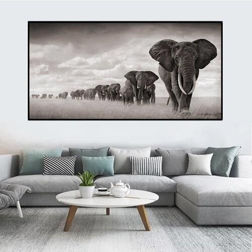 Africa Elephants Canvas Painting Wild Animal Scandinavia Cuadros Posters and Prints Wall Art Pictures For Living Room Decor