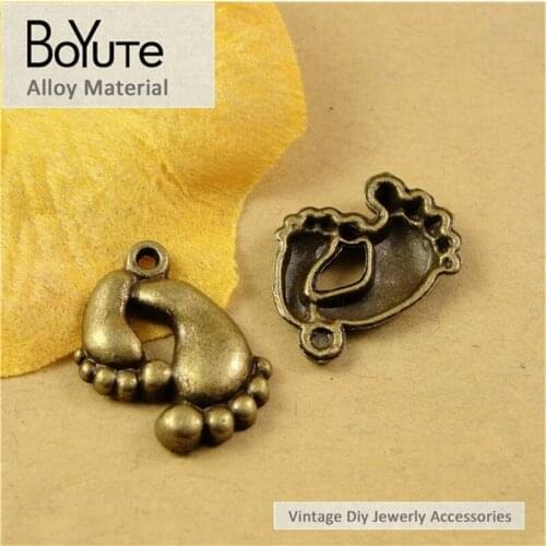 BoYuTe (50 Pieces /lot) 21*16MM Zinc Alloy Materials Antique Bronze Plated Metal Foot Pendant Diy Charms for Jewelry Findings