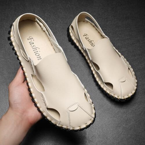 Sandalias Homens Mens Walking Sandals Men Leather Summer Beach 39 S Rubber Gladiator For Sandal Genuine White Shoes