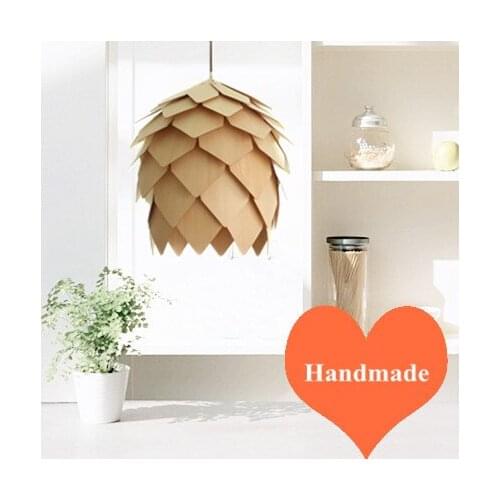 Modern art pineal design ply-wood chips pendant lights Handmade indoor E27 LED hanging lamp for stairs&corridor&porch BT114-400