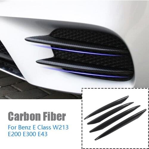 Carbon Fiber Front Bumper Lip Splitter Spoiler Fog Lights Trim Sticker for Mercedes Benz E Class W213 E200 E300 E43