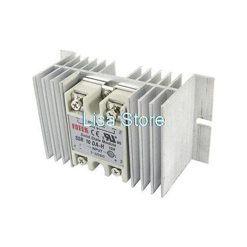 SSR-10 DA-H Single Phase Solid State Relay SSR 10A 3-32V DC 90-480V AC w Aluminum heat sink