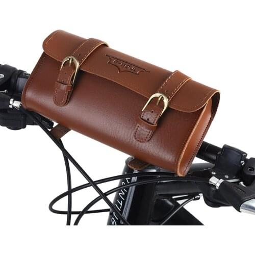 Retro Style Artificial Leather Waterproof Bicycle Front Frame Bag Scooter Hanging Bag Bike Pouch Cycling Accessory