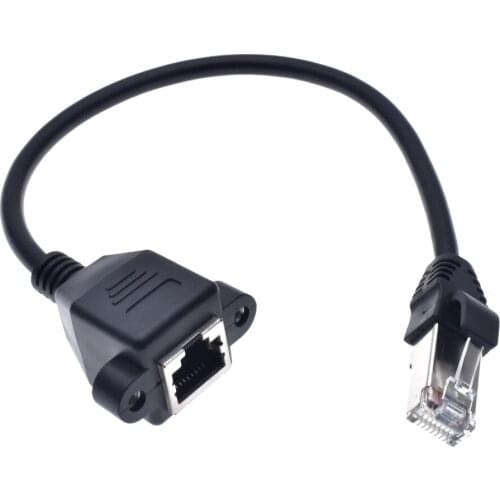 Cat5 Ethernet Extension Cable Male to Female Screw Panel Mount Ethernet Lan Network Cable Adapter for PC Laptop 0.3m 0.5m 1m