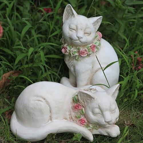 Outdoor Cute Animal Cat Couple Resin Accessories Garden Ornaments Villa Balcony Sculpture Crafts Courtyard Figurines Decoration