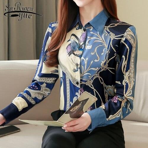 Vintage Long Sleeve Silk Blouse Women Spring Fashion 2020 Office Lady Shirt High Quality Clothes Loose Plus Size Tops 8425 50