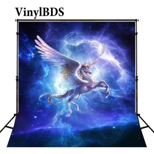 VinylBDS Backdrops Unicorn Children Backdrop Sfondo Natale Blue Background Photography Backdrop Kids for Photo Studio
