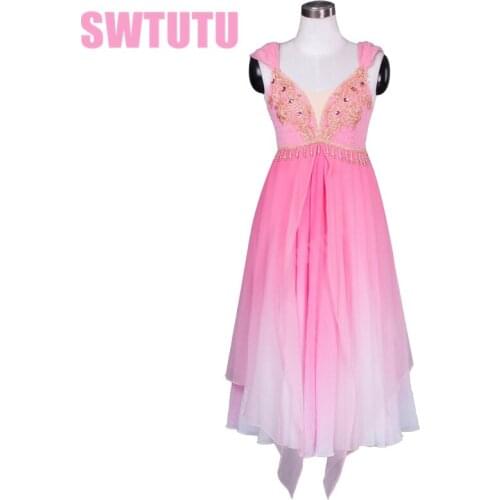 Adult&Child high quality chiffon pink long professional ballet dress,performance ballet dresses skirt for girls BT9041