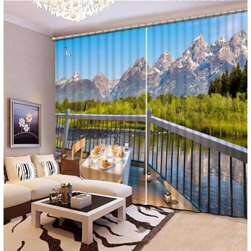Custom size Curtains Blackout Curtains Beautiful view outside the restaurant 3D Curtains For Living room Bedroom Window Curtain