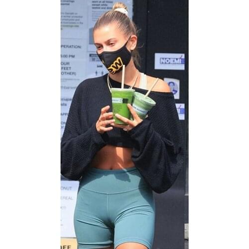 Hot kf-Womens Round Neck Lantern Sleeve Fashion Street Sexy Navel Solid Color T-Shirt Black