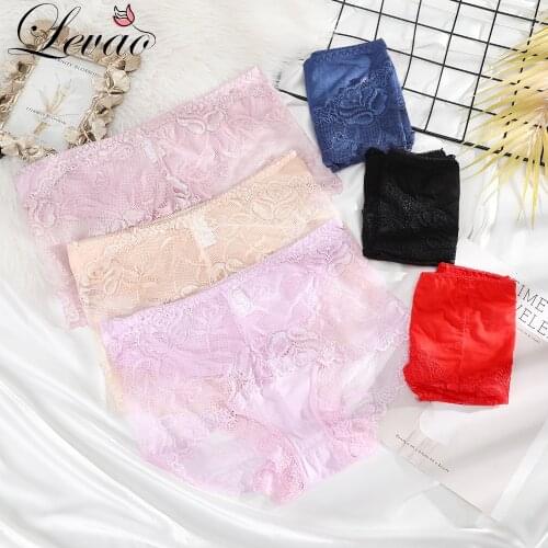 LEVAO Women Hip-Lifting Briefs Mid-High-Waist Lace Panties Female Sexy Impervious Large-Size Modal Womens Panty Head