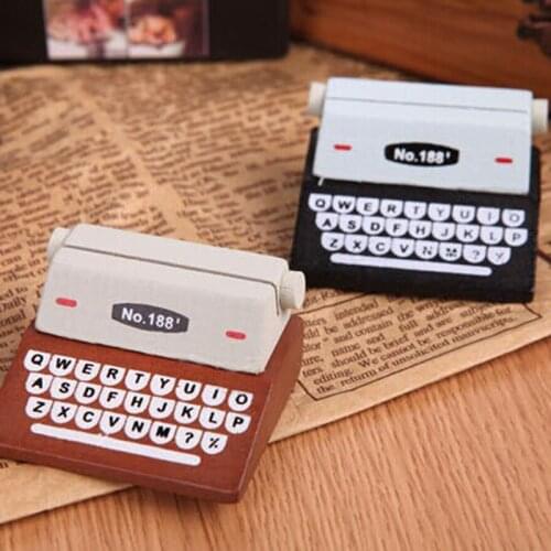 1pcs 2Colors Vintage ZAKKA Style Wooden Typewriter Party Favor Card Holder, Messager Holder Craft For Party Home Ornament