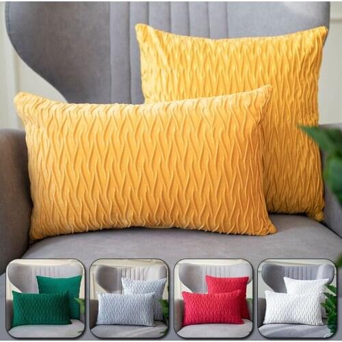 1PC 45cmx45cm Pillow Cover Cushion Case For Sofa Seat Plush Solid Color Wavy Stripes Soft Creative Home Decoration