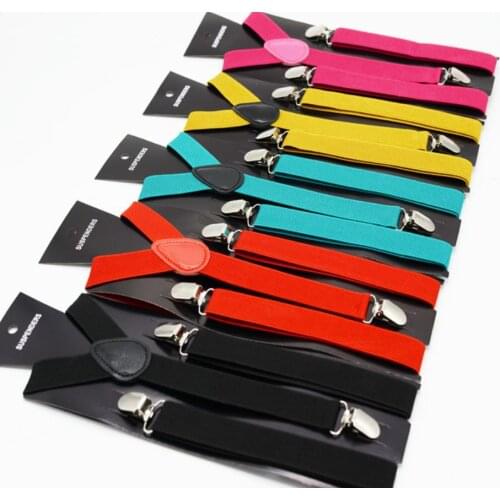 1000pcs/lot 2.5*85cm children kid candy color Suspenders Y-back Adjustable Clip-on Elastic Suspender braces 42 color