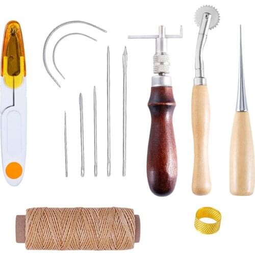 13PCS Leather Sewing Shoes Repair Tool Sets Awl Hand Stitching Taper Leathercraft Needle Tool Kit Leather Craft Sewing Supplies