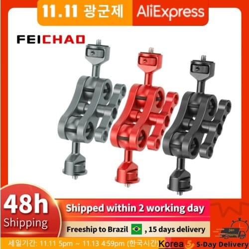 360 Articulating Magic Arm Double 1/4" Screw / Tripod Adapter Ball Head Crab Clamp Led Light Field Monitor Camera Stand Bracket