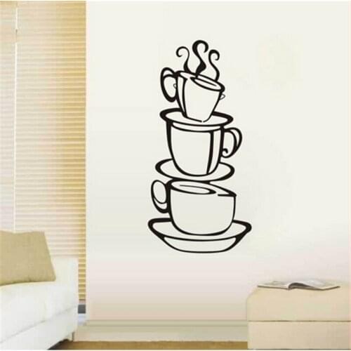 3D coffee cups creative wall decal removable vinyl wall sticker DIY home decor wall art kitchen coffee shop store wall artdecor