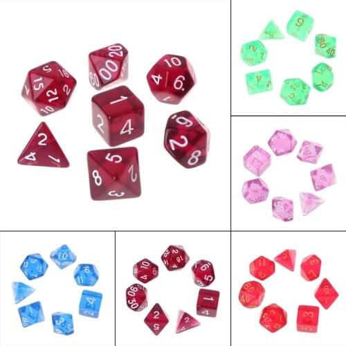 7pcs/set Polyhedral Multi Sided Dice D4-D20 Dungeons&Dragon D&D RPG Poly Game 62KF